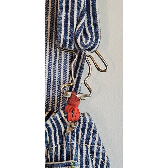 True Vtg 1950-1960's DeeCee Sanforized Orange Strap, Engineer Stripe Overalls - Picture 5 of 12